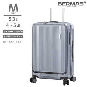 BERMAS 静音キャスター ストッパー付 フロントオープンキャリー 無料預け入れ Mサイズ Travel Smart (トラベルスマート) ［TSAロック搭載］ スチールブルー 60551