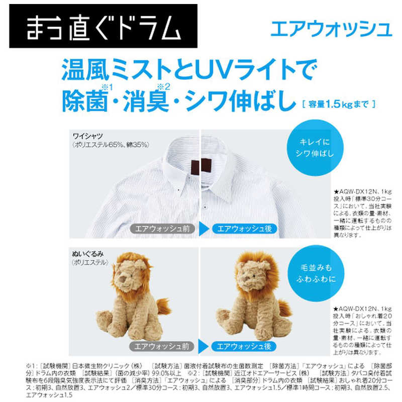 アクア　AQUA アクア　AQUA ドラム式洗濯乾燥機 シルキーブラック 洗濯12.0kg 乾燥6.0kg ヒートポンプ乾燥(左開き) AQW-DX12N K AQW-DX12N K