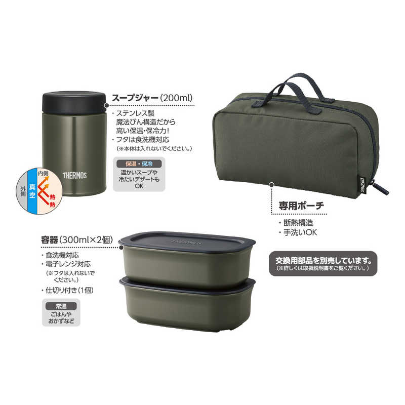 サーモス サーモス 真空断熱スープランチセット200ml カーキ JEA-801-KKI JEA-801-KKI