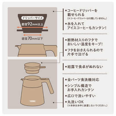 サーモス 真空断熱コーヒーサーバー 720ml カフェラテ TTF-720-CL の