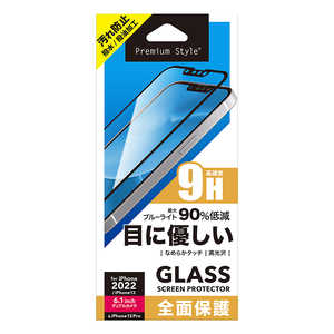 PGA iPhone 17e/16e/14/13/13 Pro�p �t���S�ʕی�K���X Premium Style �u���[���C�g�ጸ PG-22KGL080FBL