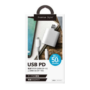 PGA USB PD 電源アダプタ USB-Cポート USB-C & USB-Cケーブル付き ホワイト PG-PD18AD4W