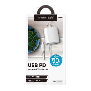 PGA USB PD AC充電器 USB-Cコネクタ Premium Style ホワイト PG-PD18CAC2W