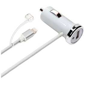 PGA iPhone / iPod対応[Lightning] DC充電器+USBポート 2A (1m) MFi認証 iCharger ホワイト PG-LUD21A02WH