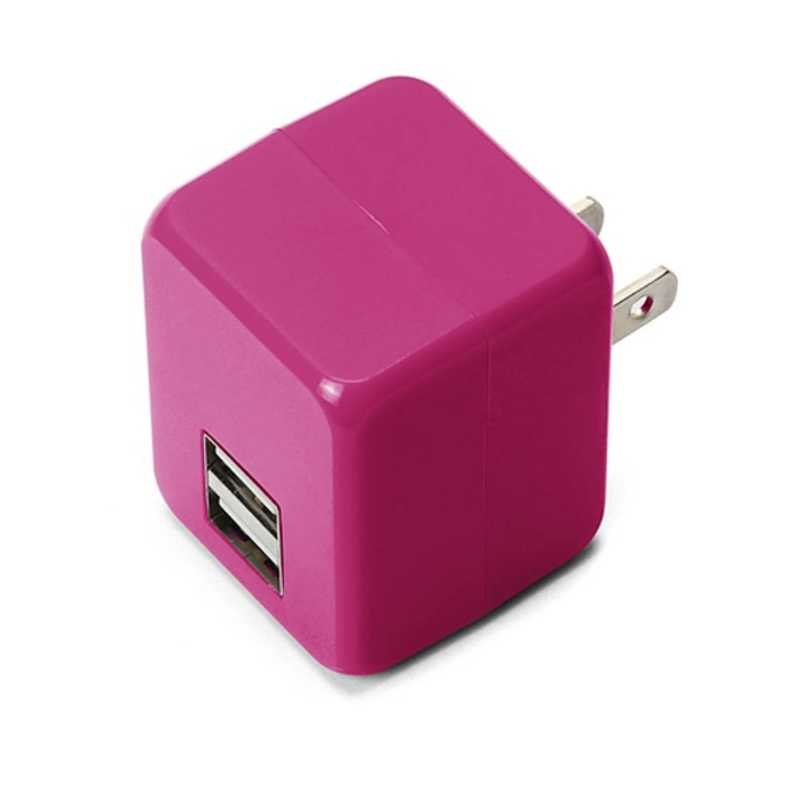 PGA スマホ用USB充電コンセントアダプタ 97％以上節約 【在庫僅少】 2.1A PG-UAC21A09PK ピンク 2ポート