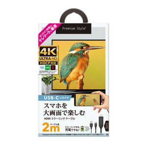 PGA USB-Cコネクタ HDMIミラーリングケーブル 2m ブラック Premium Style PG-UCTV2MBK