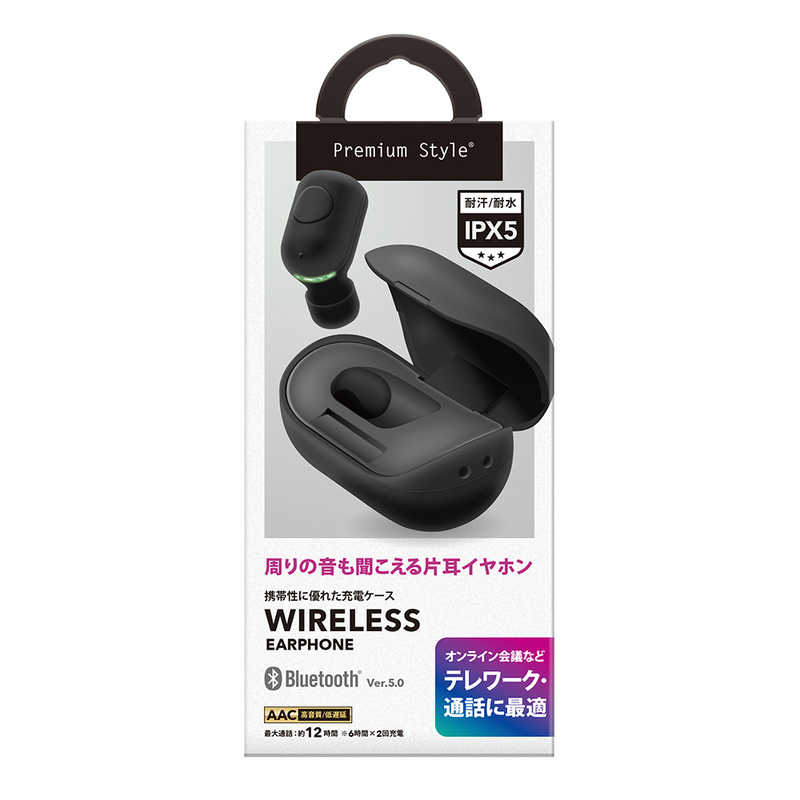 PGA PGA Bluetooth 5.0 片耳ワイヤレスイヤホン 充電ケース付 ブラック Premium Style ブラック PG-BTE13BC1BK PG-BTE13BC1BK