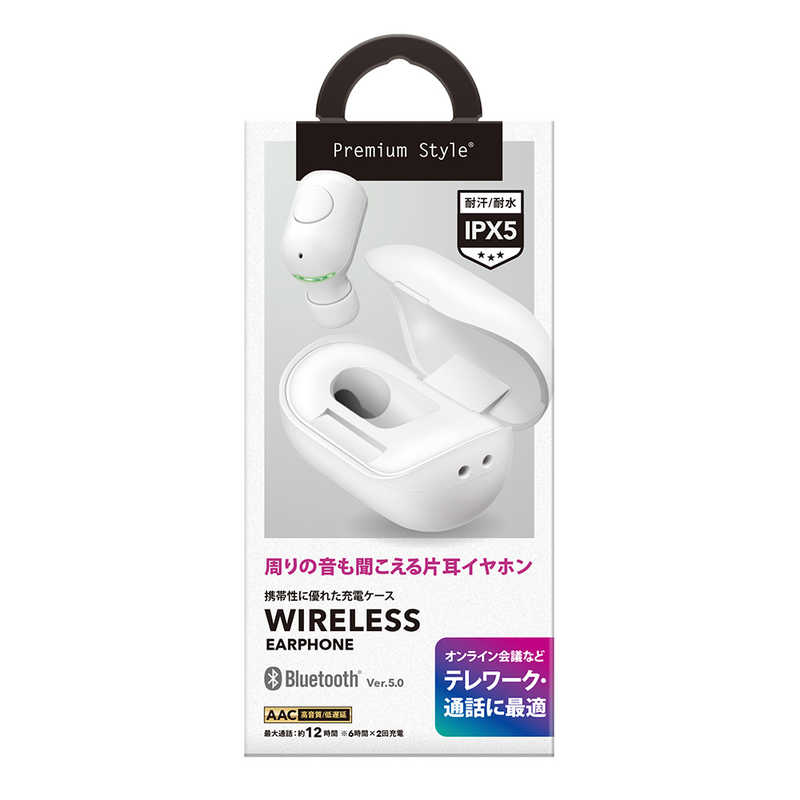 PGA PGA Bluetooth 5.0 片耳ワイヤレスイヤホン 充電ケース付 ホワイト Premium Style ホワイト [リモコン･マイク対応 /Bluetooth] PG-BTE13BC2WH PG-BTE13BC2WH