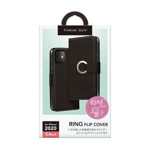PGA iPhone 12 mini 5.4インチ対応 リングフリップカバー Premium Style ブラック PG-20FFP05BK