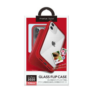 PGA iPhone 12 mini 5.4インチ対応 ガラスフリップケース Premium Style レッド PG-20FGF02RD