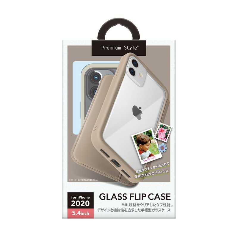 PGA PGA iPhone 12 mini 5.4インチ対応 ガラスフリップケース Premium Style ベージュ PG-20FGF03BE PG-20FGF03BE