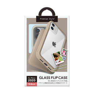 PGA iPhone 12 mini 5.4インチ対応 ガラスフリップケース Premium Style ベージュ PG-20FGF03BE