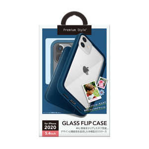 PGA iPhone 12 mini 5.4インチ対応 ガラスフリップケース Premium Style ネイビー PG-20FGF04NV