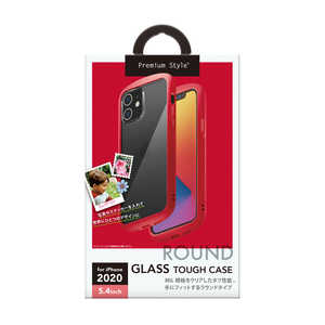 PGA iPhone 12 mini 5.4インチ対応 ガラスタフケース ラウンドタイプ Premium Style レッド PG-20FGT02RD