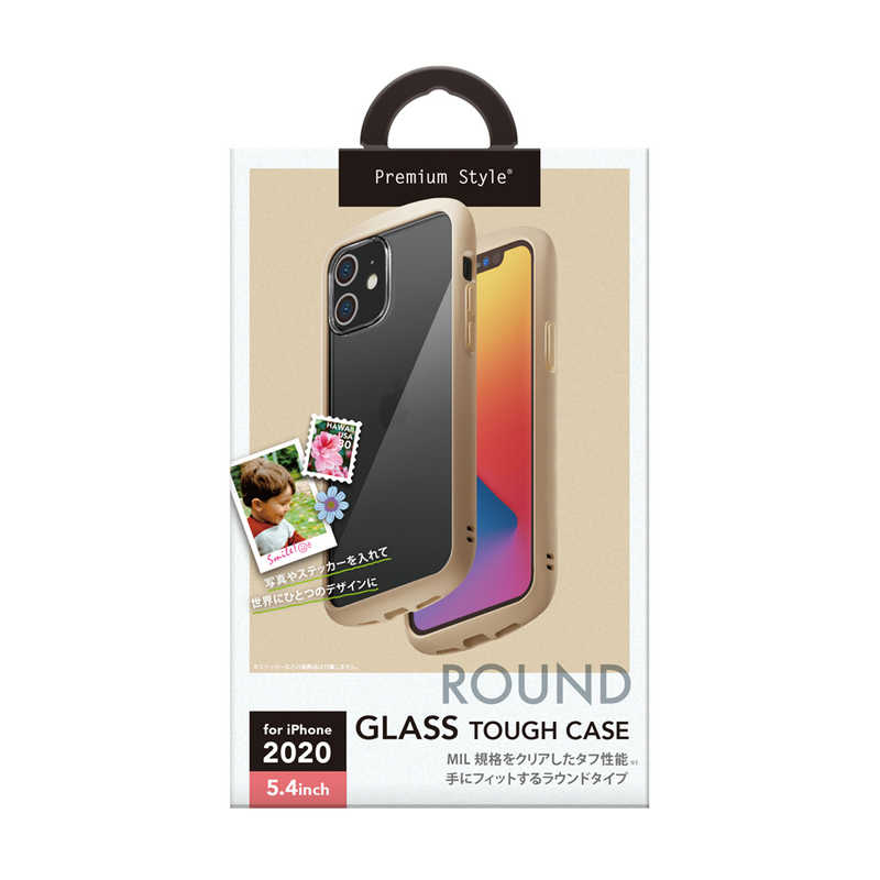 PGA PGA iPhone 12 mini 5.4インチ対応 ガラスタフケース ラウンドタイプ Premium Style ベージュ PG-20FGT03BE PG-20FGT03BE