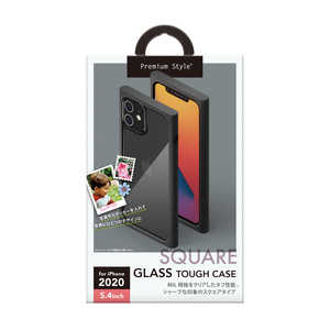 PGA iPhone 12 mini 5.4インチ対応 ガラスタフケース スクエアタイプ Premium Style ブラック PG-20FGT05BK