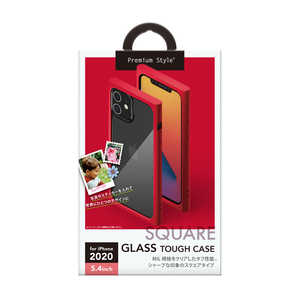 PGA iPhone 12 mini 5.4インチ対応 ガラスタフケース スクエアタイプ Premium Style レッド PG-20FGT06RD