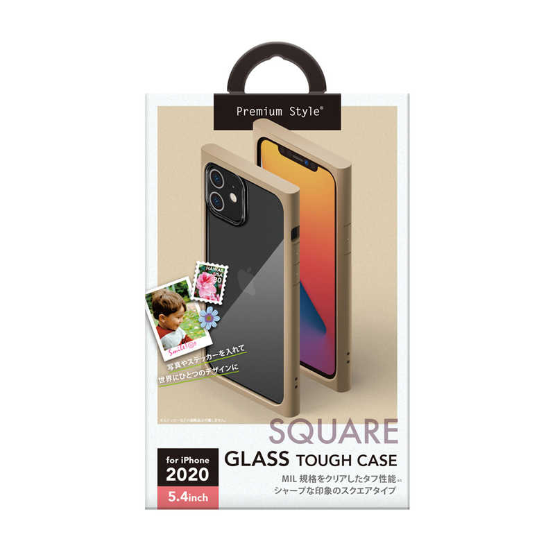PGA PGA iPhone 12 mini 5.4インチ対応 ガラスタフケース スクエアタイプ Premium Style ベージュ PG-20FGT07BE PG-20FGT07BE