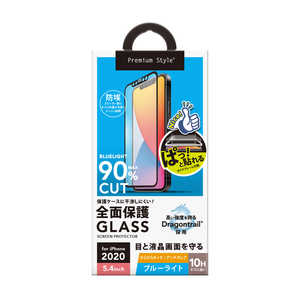 PGA iPhone 12 mini 5.4インチ対応 治具付き Dragontrail液晶全面保護ガラス ブルーライトカット/アンチグレア PG-20FGL04FBL ブルｰライトカット/アンチグレア