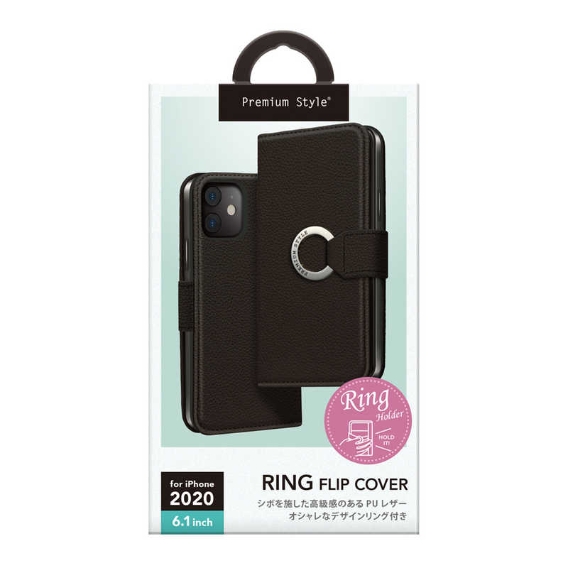 PGA PGA iPhone 12/12 Pro 6.1インチ対応 リングフリップカバー ブラック Premium Style ブラック PG-20GFP05BK PG-20GFP05BK