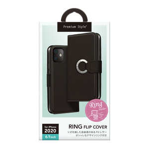 PGA iPhone 12/12 Pro 6.1インチ対応 リングフリップカバー ブラック Premium Style ブラック PG-20GFP05BK