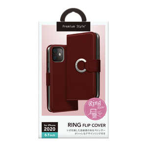 PGA iPhone 12/12 Pro 6.1インチ対応 リングフリップカバー レッド Premium Style レッド PG-20GFP06RD