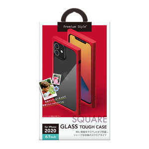 PGA iPhone 12/12 Pro 6.1インチ対応ガラスタフケース スクエアタイプ レッド PG-20GGT06RD
