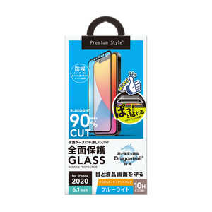 PGA iPhone 12/12 Pro 6.1インチ対応 治具付き Dragontrail液晶全面保護ガラス ブルーライトカット/アンチグレア PG-20GGL04FBL ブルｰライトカット/アンチグレア