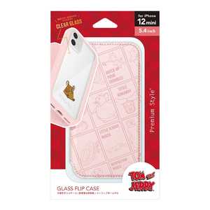 PGA iPhone 12 mini用 ガラスフリップケース [トムとジェリー/ピンク] PG-WGF20F01TAJ