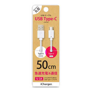 PGA USB Type-C USB Type-A コネクタ USBケーブル 50cm ホワイト iCharger 50cm ホワイト PG-CUC05M12