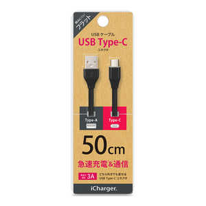 PGA USB Type-C USB Type-A コネクタ USBフラットケーブル 50cm ブラック iCharger 50cm ブラック PG-CUC05M16