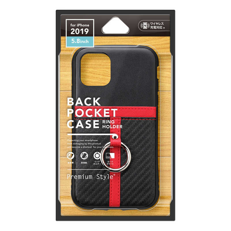 PGA PGA iPhone 11 Pro 5.8インチ用 ポケット&リング付ハイブリッドタフケース カーボン調ブラック PG-19APT03BK カｰボン調ブラック PG-19APT03BK カｰボン調ブラック