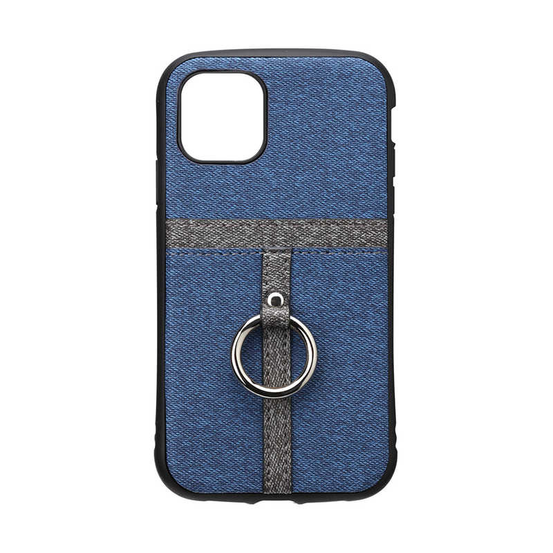 PGA PGA iPhone 11 Pro 5.8インチ用 ポケット&リング付ハイブリッドタフケース デニム調ブルー PG-19APT04BL デニム調ブルｰ PG-19APT04BL デニム調ブルｰ