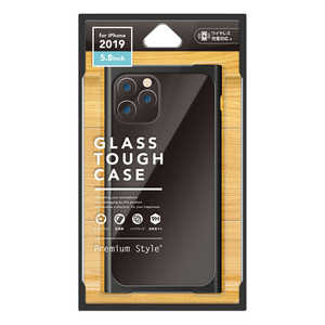 PGA iPhone 11 Pro 5.8インチ用 クリアガラスタフケース スクエア型 ブラック PG-19AGT10BK ブラック