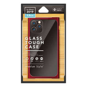 PGA iPhone 11 Pro 5.8インチ用 クリアガラスタフケース スクエア型 レッド PG-19AGT12RD レッド