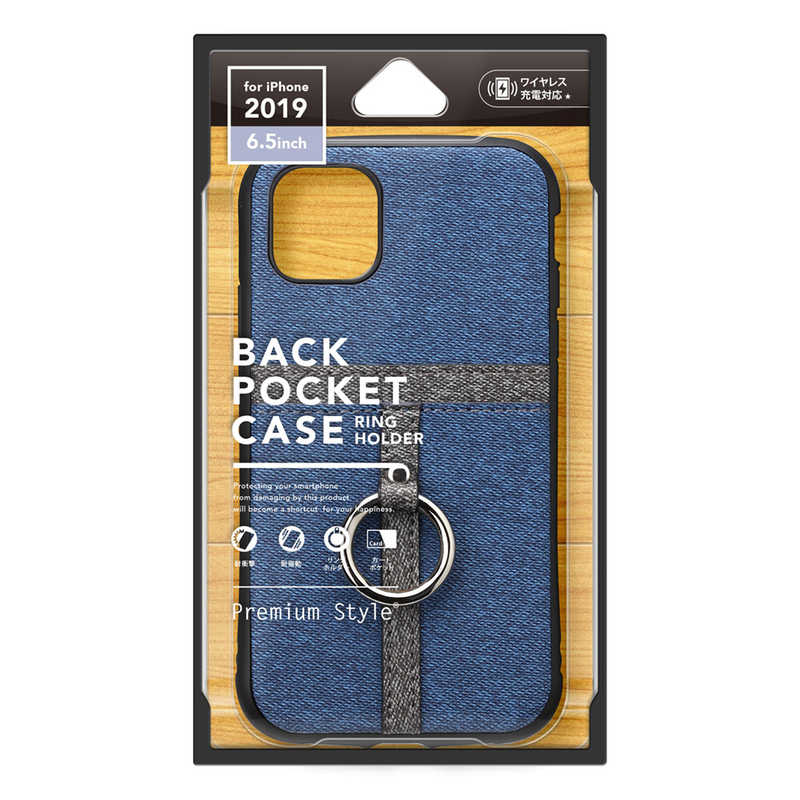 PGA PGA iPhone 11 Pro Max 6.5インチ用 ポケット&リング付ハイブリッドタフケース デニム調ブルー PG-19CPT04BL デニム調ブルｰ PG-19CPT04BL デニム調ブルｰ