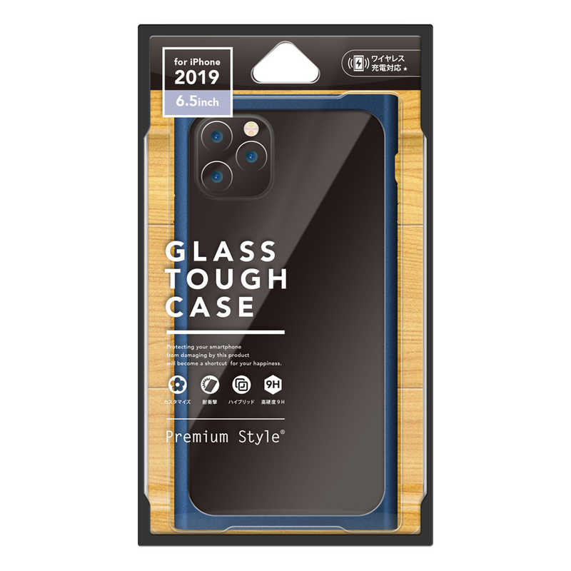 PGA PGA iPhone 11 Pro Max 6.5インチ用 クリアガラスタフケース スクエア型 ネイビー PG-19CGT13NV ネイビｰ PG-19CGT13NV ネイビｰ