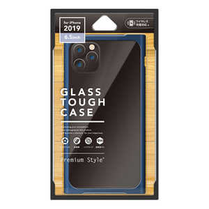 PGA iPhone 11 Pro Max 6.5インチ用 クリアガラスタフケース スクエア型 ネイビー PG-19CGT13NV ネイビｰ