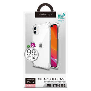 PGA iPhone 11/XR用 抗菌クリアソフトケース クリア Premium Style クリア PG-19BTP10CL クリア