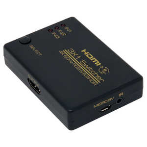 アイネックス HDMI切替器 ブラック [3入力 /1出力 /4K対応 /手動] MSW03
