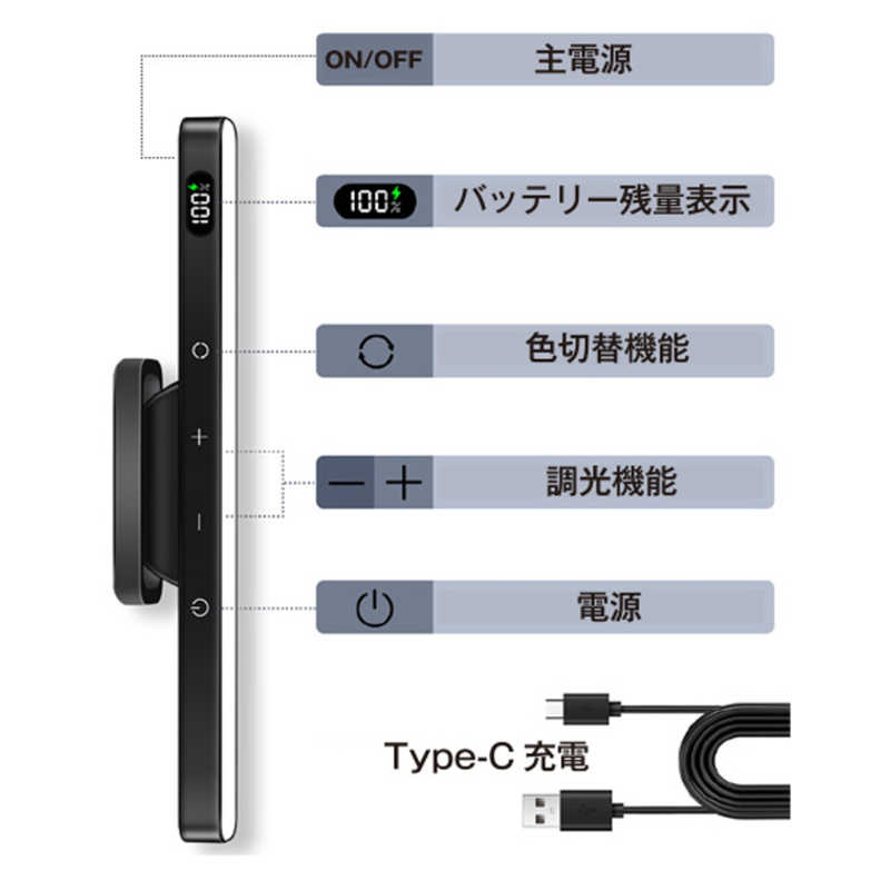 ロジック ロジック 角度調整付きスイングLEDバーライト 5W 5段階の明るさ調整 3色のライトカラー切替 ブラック LG-SWING-LEDBAR-BK LG-SWING-LEDBAR-BK