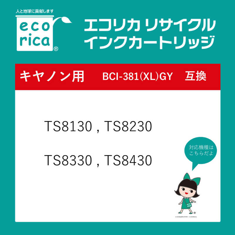 エコリカ エコリカ 互換リサイクルインクカートリッジ [キヤノン BCI-381+380/6MP] 6色パック  ECI-C381-6P ECI-C381-6P