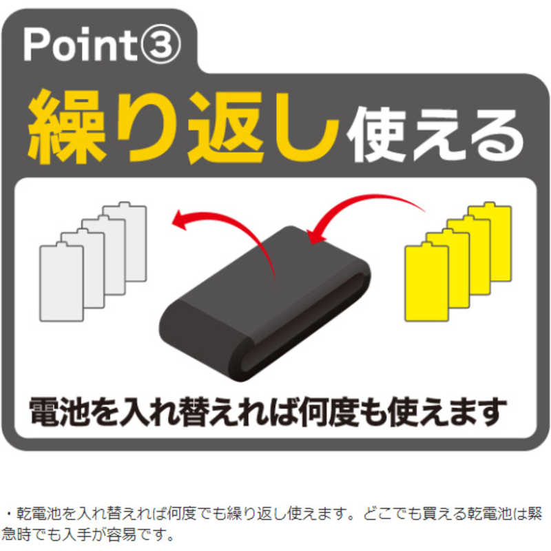 ORIGINALBASIC ORIGINALBASIC 単1形乾電池式モバイル充電器 ドカでん ［2ポート］ OB-DMC1-K OB-DMC1-K