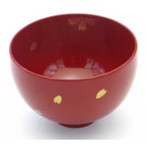 広晴 食洗丸福汁椀 桜 朱 