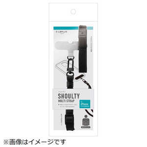 MSソリューションズ スマートフォン(汎用) ネックストラップ ｢SHOULTY MULTI STRAP｣平紐タイプ ブラック LN-NS01BK