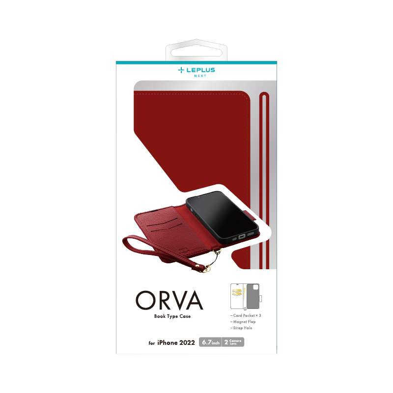 MSソリューションズ MSソリューションズ iPhone 14 Plus 6.7インチ 本革風レザーフラップケース 「ORVA」 レッド (ハンドストラップ付属) LNIA22BHPRD LNIA22BHPRD