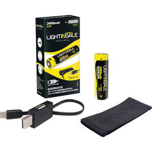 ライティンゲイルジャパン スマホにも給電できるリチウムイオン充電池3400mA／USB-TYPE-C／18650タイプ LTG0001