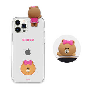 ROA LINE FRIENDS iPhone 12 Pro Max 6.7インチ対応Figure BASIC CLEAR SOFT FACE CHOCO チョコ KCECSB084
