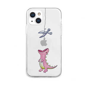 ROA iPhone 13 対応 6.1inch 2眼 ソフトクリアケース　はらぺこザウルス　ピンク AK20978I13