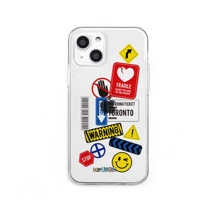 ROA iPhone 13 mini ソフトクリアケース TAG STICKER Warning Dparks DS21110I13MN ROA iPhone 13 mini ソフトクリアケース TAG STICKER Warning Dparks DS21110I13MN